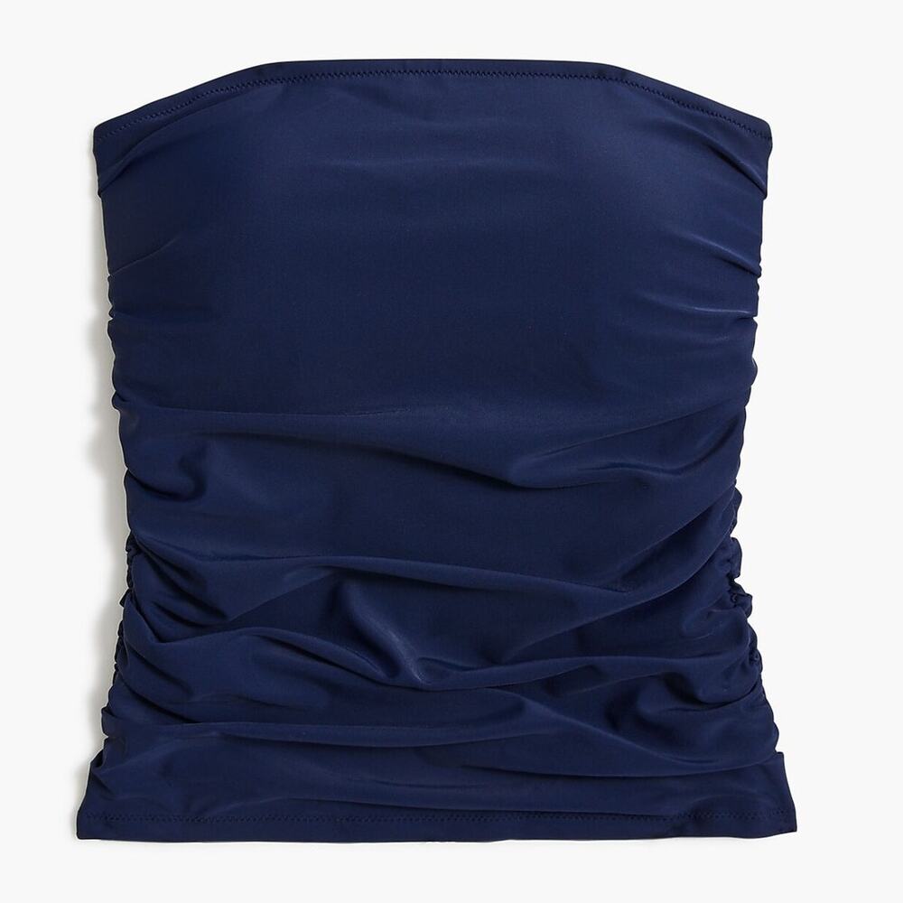 J.Crew Solid Blue Strapless Tankini Top Blue Casual Vacation NWT XS